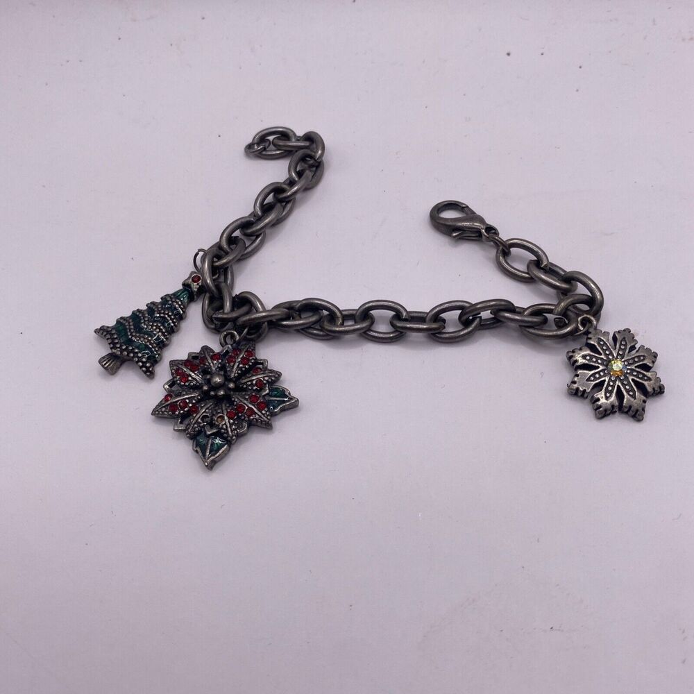 Holiday Lane Silver-Tone Crystal Snowflake Stretch Bracelet J3